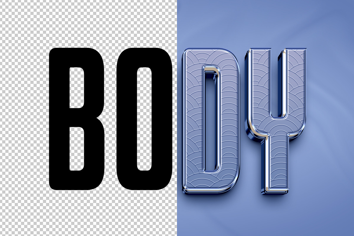 Body 3D editable text effect, a Layer Style Add-On by Hello Muh (Photo 2 of 2)