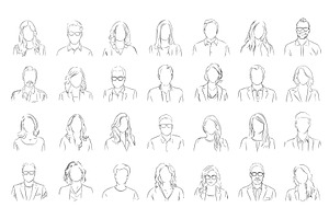 Human avatars outline. Sketch, a Person Illustration by Valerie Bodnar