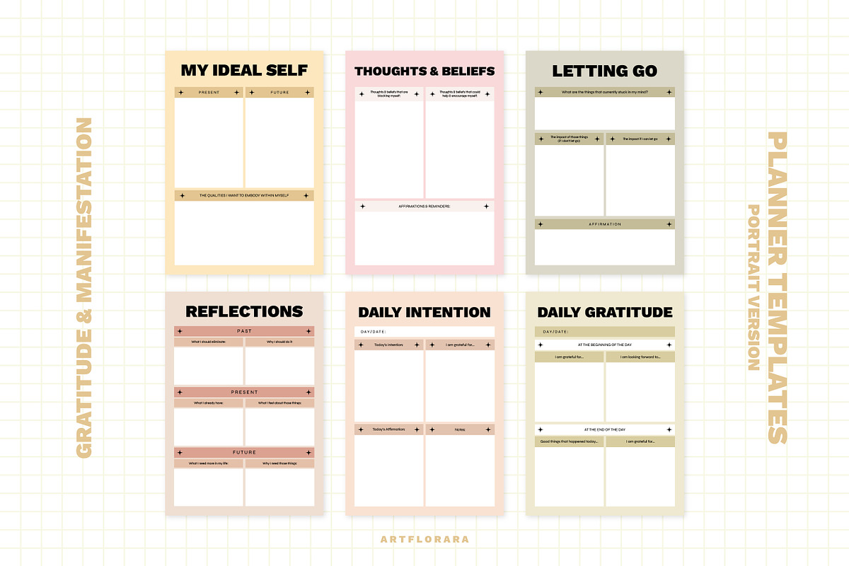 Gratitude & Manifestation Planners, a Stationery Template by Artflorara (Photo 6 of 10)