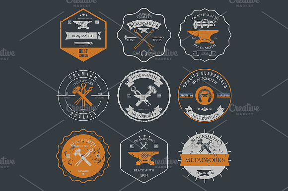 Set Of Vintage Blacksmith Labels