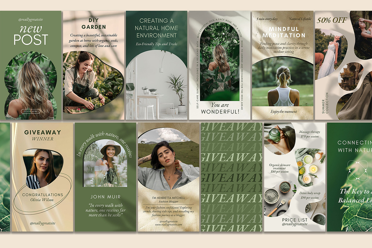 Natural Harmony Social Kit Templates, a Social Media Template by Elena Dorosh (Photo 2 of 13)