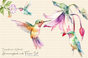 Watercolor Hummingbird and Flowers, an Animal Illustration by Dazzling Art Boutique (Thumbnail 1 of 8)