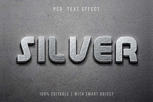 3D Silver Text Effect Mockup