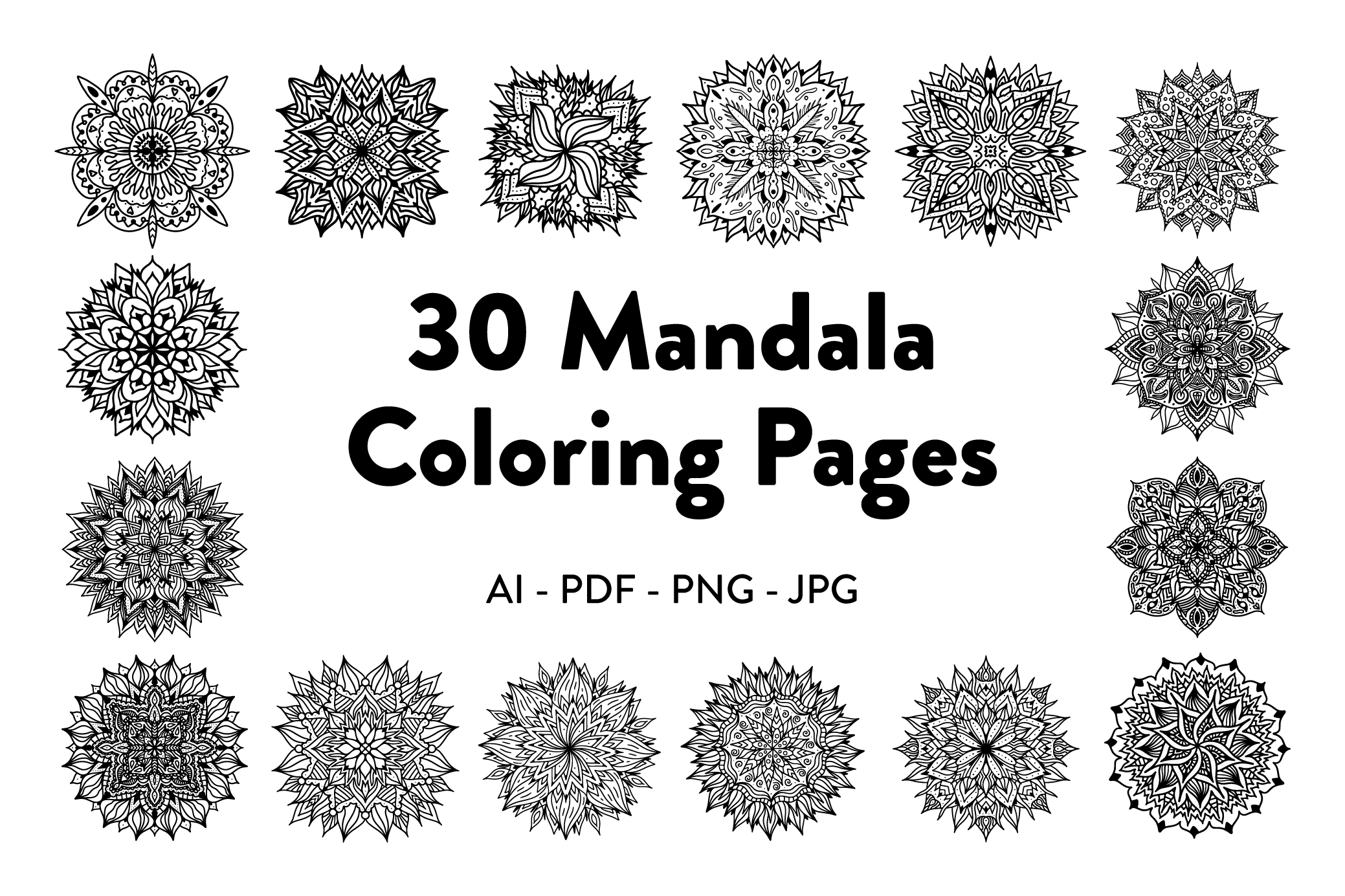 30 Mandala Coloring Pages   Vectors, An Illustration By Visualtimmy