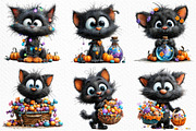 Quirky Halloween Black Cats Clipart, an Animal Illustration by Craft Nest (Thumbnail 3 of 5)