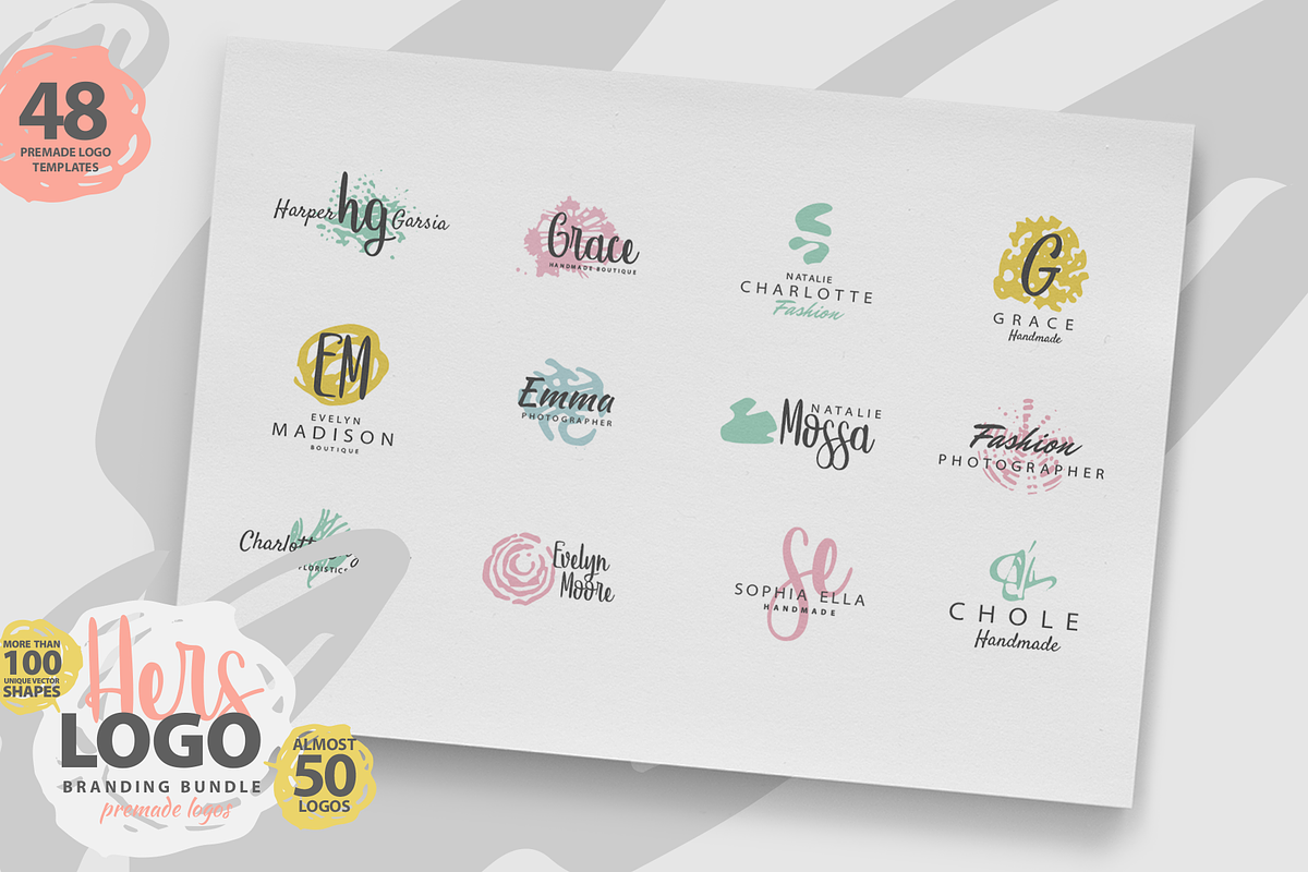 HERS LOGO BUNDLE (50 premade logos), a Branding & Logo Template by pawellpi (Photo 4 of 10)