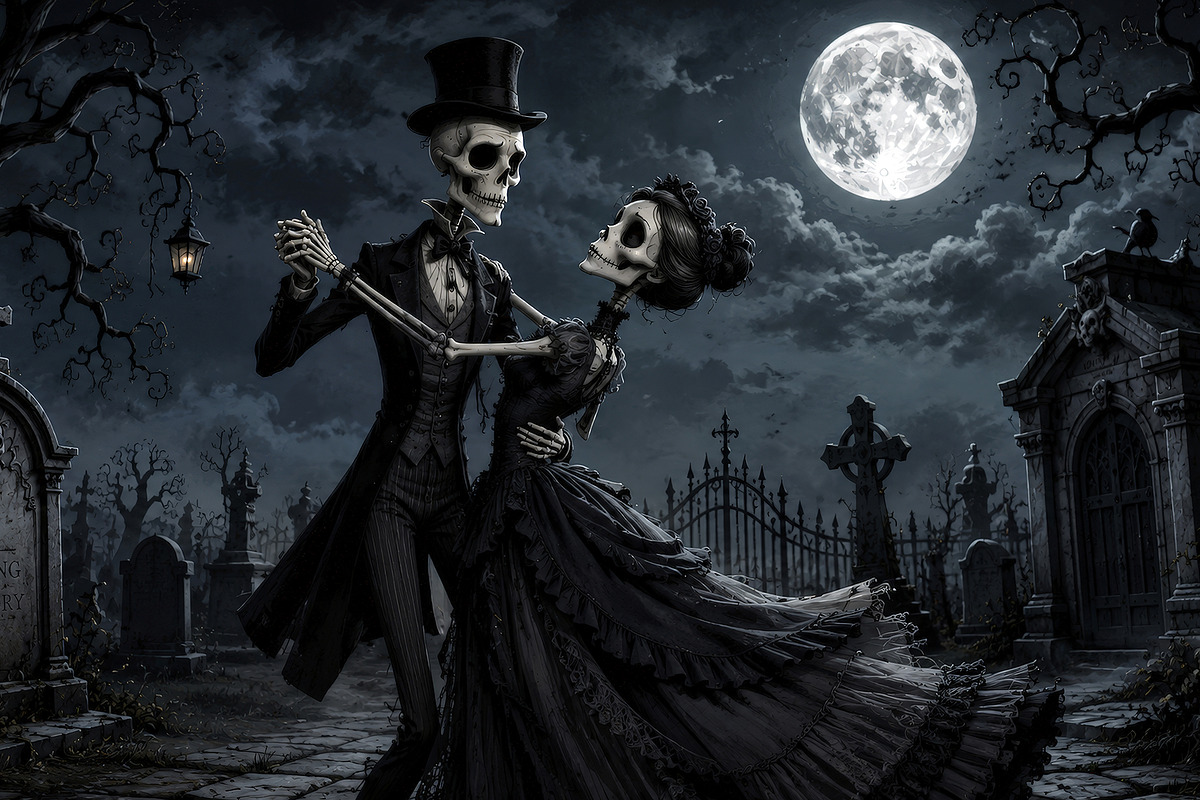 Skeleton Lovers Dancing Under Moon, an Arts & Entertainment Photo by Hamza067 (Photo 1 of 2)