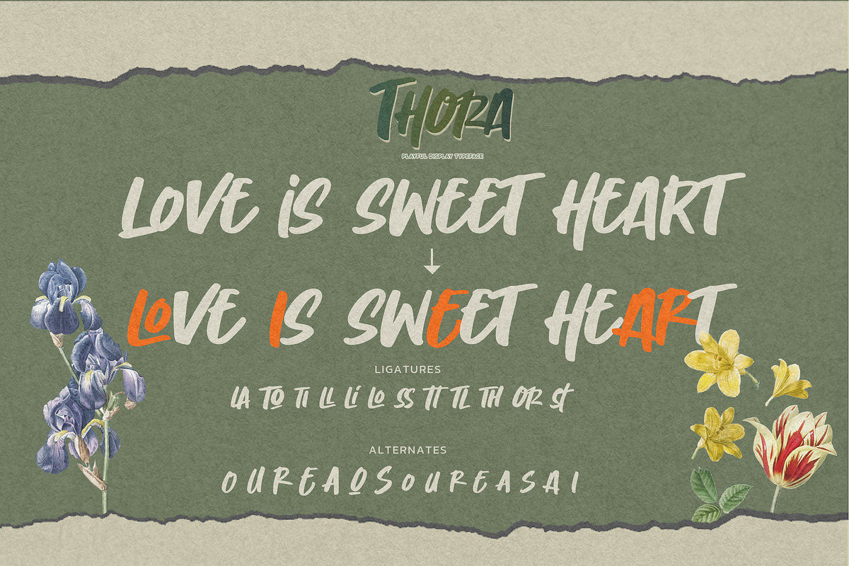 Thora – Playful Display Typeface, a Handwritten Font by Almarkhatype (Photo 7 of 8)