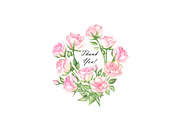 Watercolor pink roses and leaves, an Illustration by OlDm_Shop (Thumbnail 10 of 10)