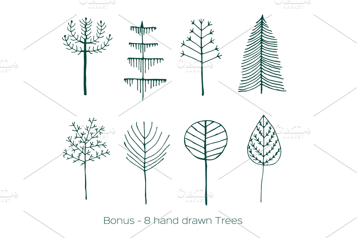 Line Trees Set + Bonus, an Illustration by Anna Isaeva (Photo 3 of 3)