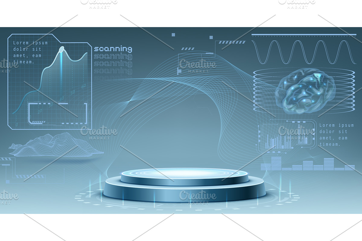 Futuristic science lab with round, a Technology Illustration by art PVP - market