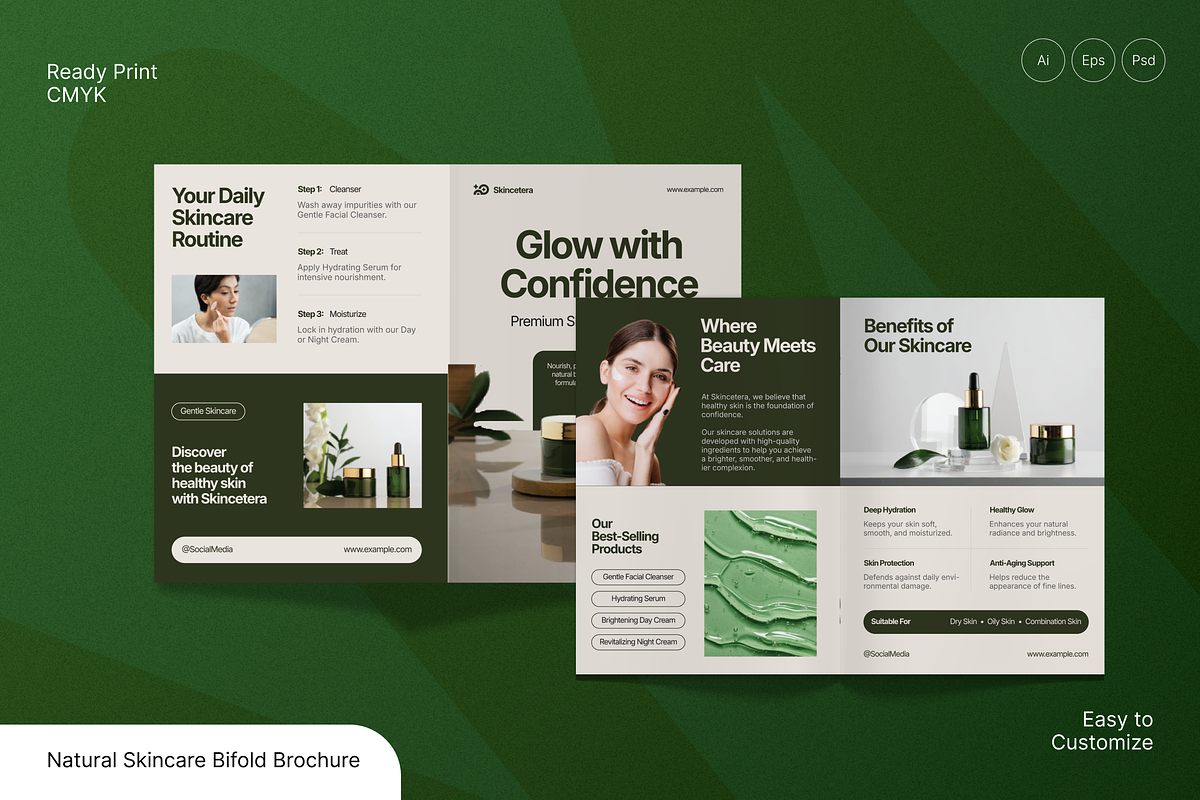 Natural Skincare Bifold Brochure, a Brochure Template by Annora Studio (Photo 1 of 6)