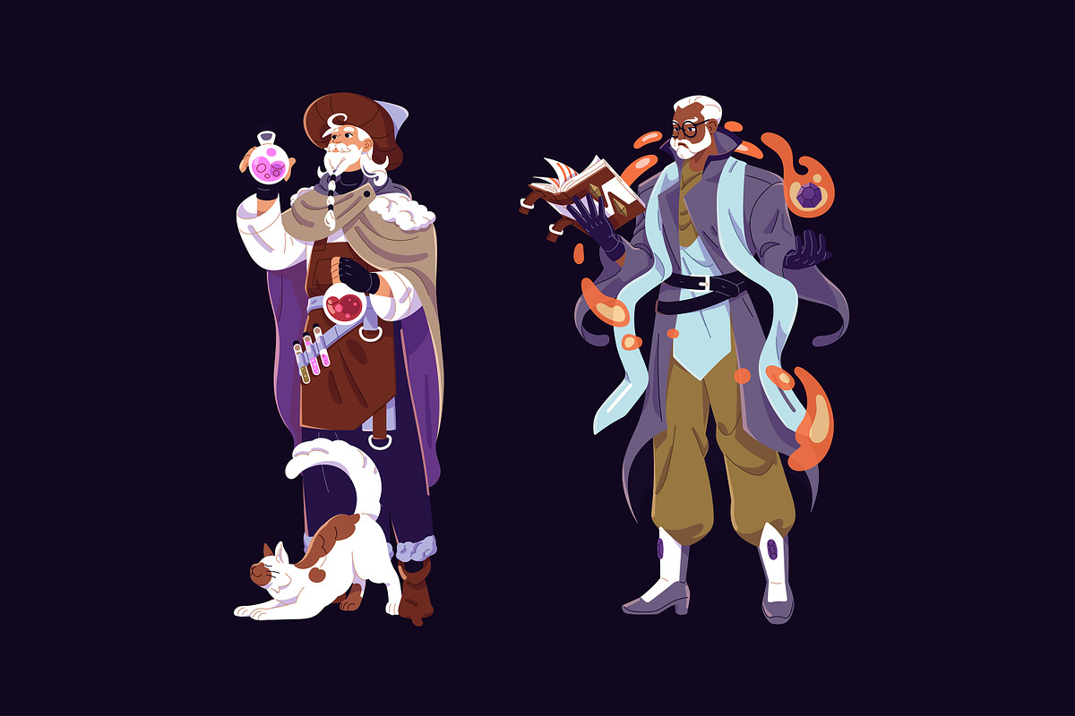 Old wizards, magician, sorcerers set, a Person Illustration by PaperTrident (Photo 6 of 6)