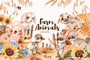 Watercolor Farm Little Animals set, an Animal Illustration by Alamella (Thumbnail 2 of 9)