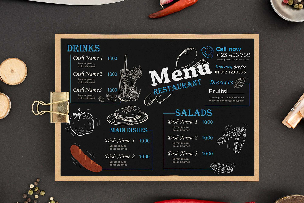 Restaurant Food Menu | Word & Ai, a Flyer Template by obayes (Photo 3 of 4)