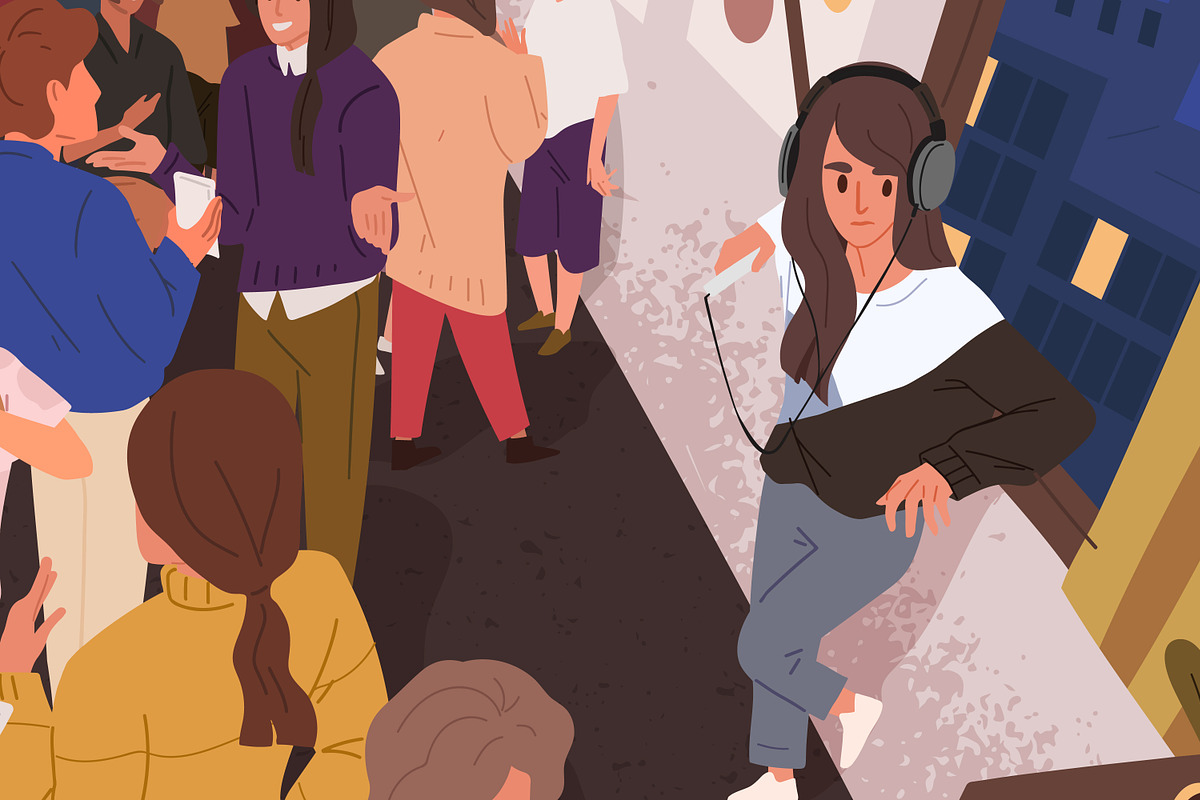 Discomfort in people's crowd concept, a Healthcare Illustration by Good Studio (Photo 2 of 3)