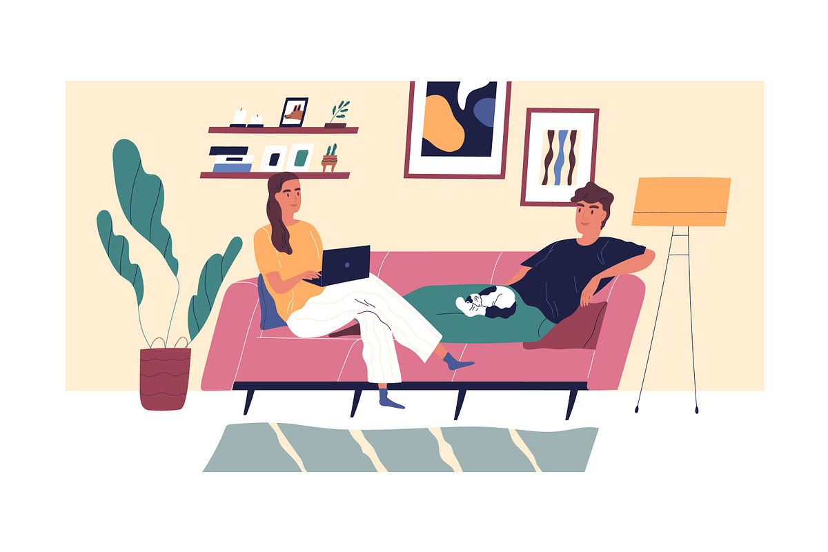Couple spend time together at home, a Person Illustration by Good Studio (Photo 2 of 3)