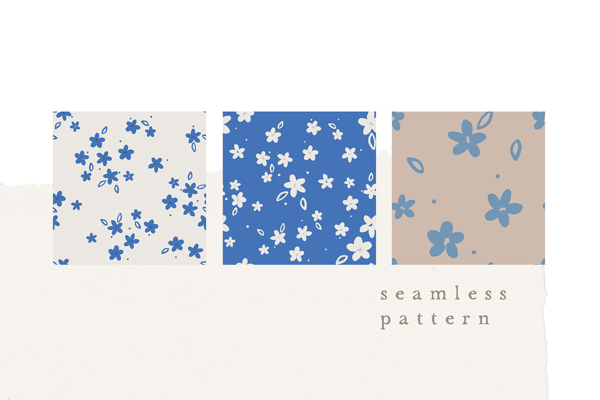 BLUE FLOWER PATTERN / vector + png, a Pattern Graphic by KruthDesign