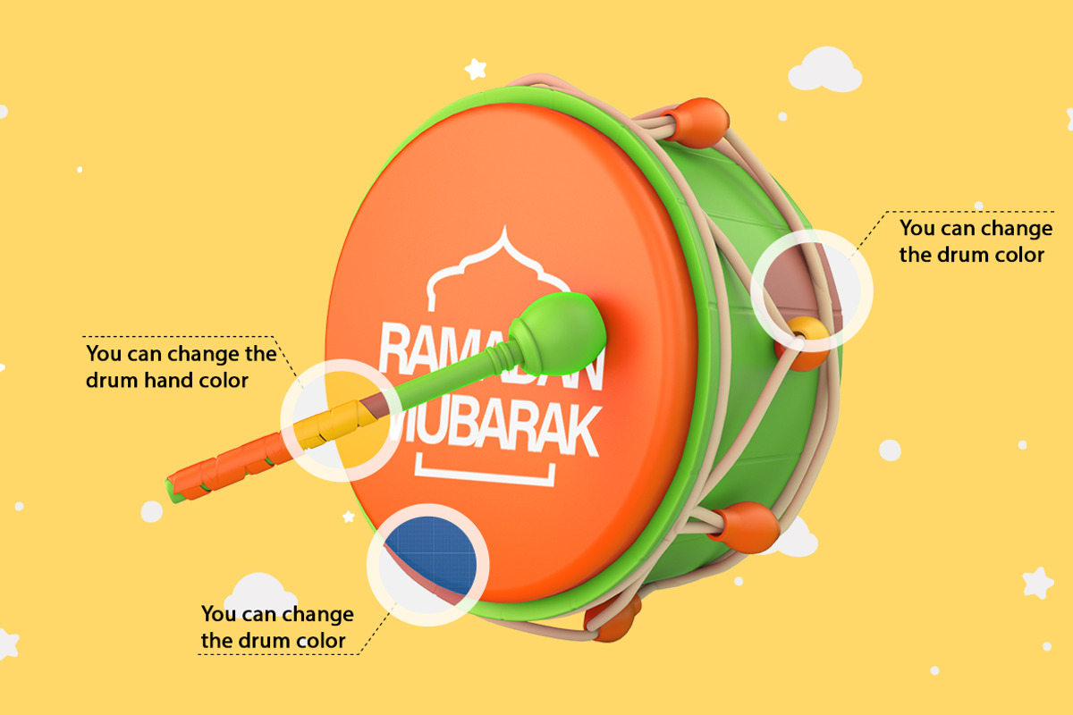 Cartoon Ramadan Drum Kit, a Product Mockup by Qaleb Studio (Photo 2 of 5)