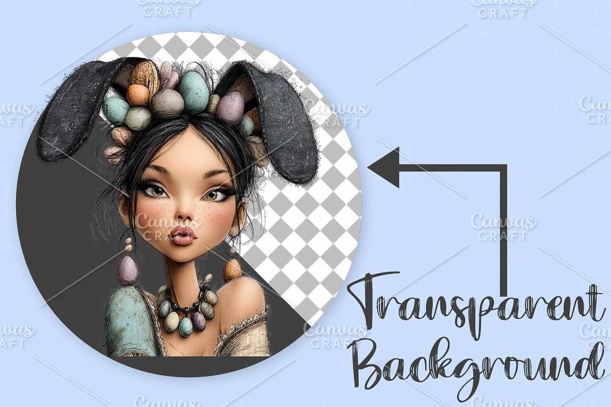 Whimsical Easter Girls Clipart PNG, an Illustration by Canvas Craft (Photo 2 of 7)