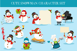 Cute Snowman Character Set Vol 3