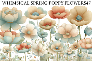 Whimsical Spring Poppy Flowers, an Illustration by DreamArtGraphic