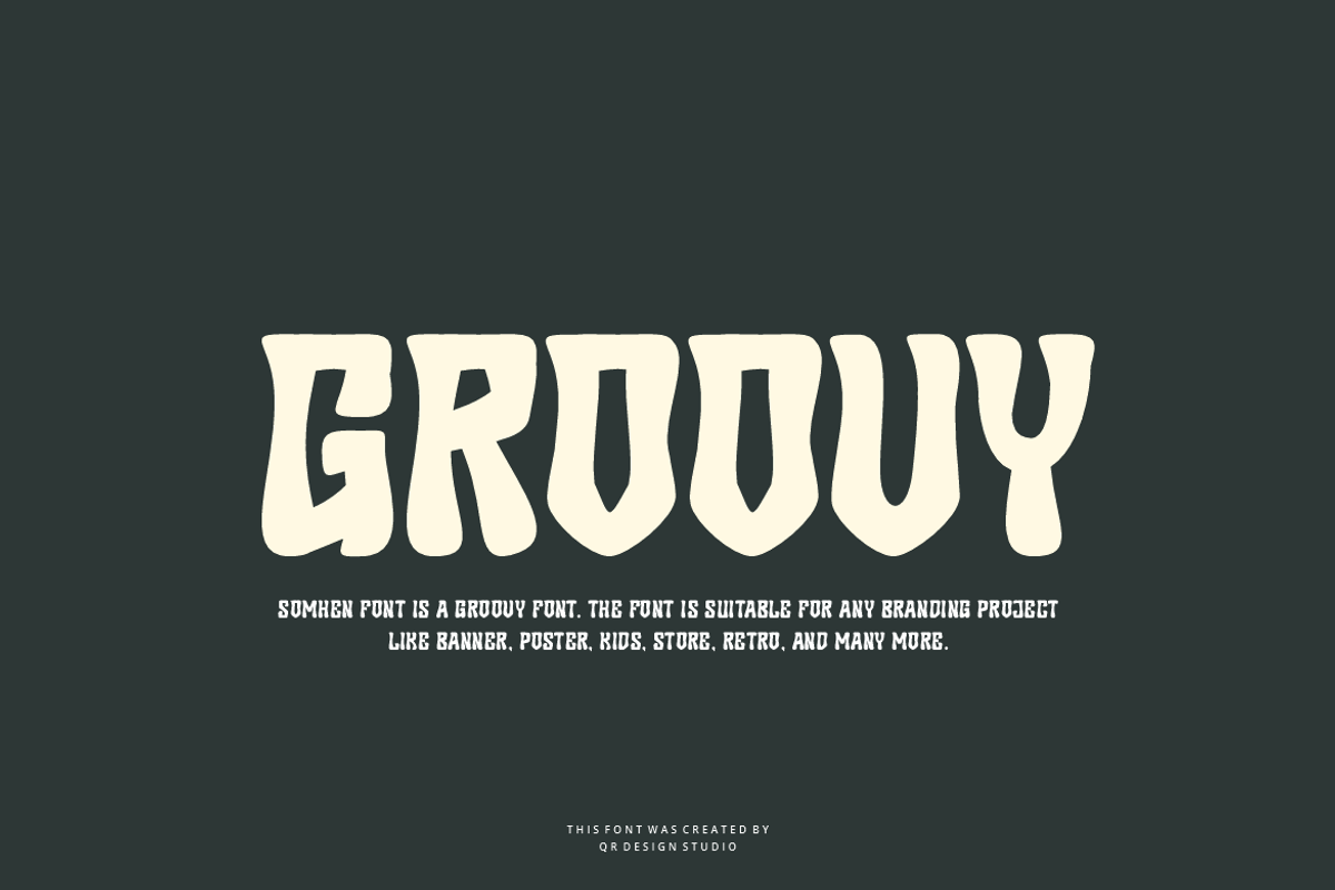 Somhen - Groovy Retro Font, a Sans Serif Font by QR Design Studio (Photo 2 of 7)