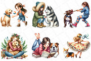 Girl & Best Friends Dogs PNG, an Illustration by DreamPrint404 (Thumbnail 2 of 6)