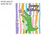 Birthday Pun Crocodile Hand-Drawn, a Seasonal Illustration by OK Design (Thumbnail 1 of 5)