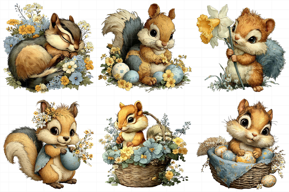 Whimsical Easter Squirrel Clipart PN, an Illustration by Daily.Designs (Photo 6 of 7)