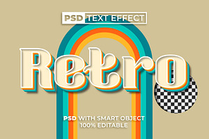 PSD Retro Text Effect Colorful Style