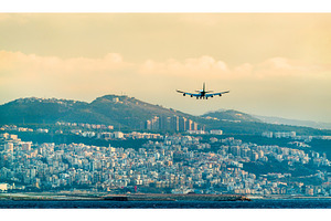 Airplane on final approach to Beirut, a Transportation Photo by Leonid Andronov