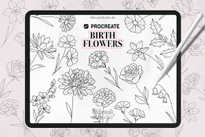 Procreate Birth Flowers Tattoo