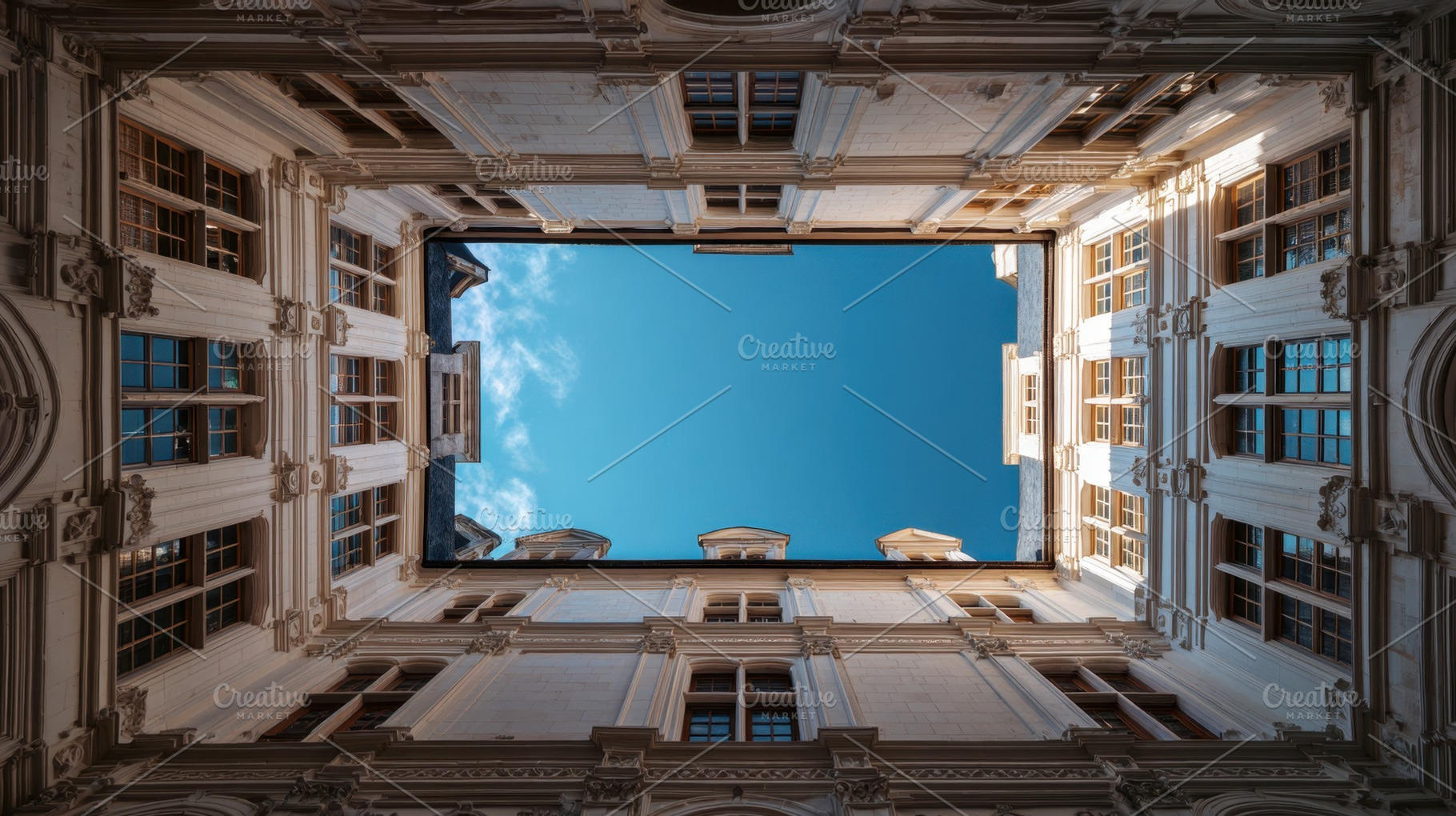 Beautiful view of sky from courtyard, a Photo by Beautiful things
