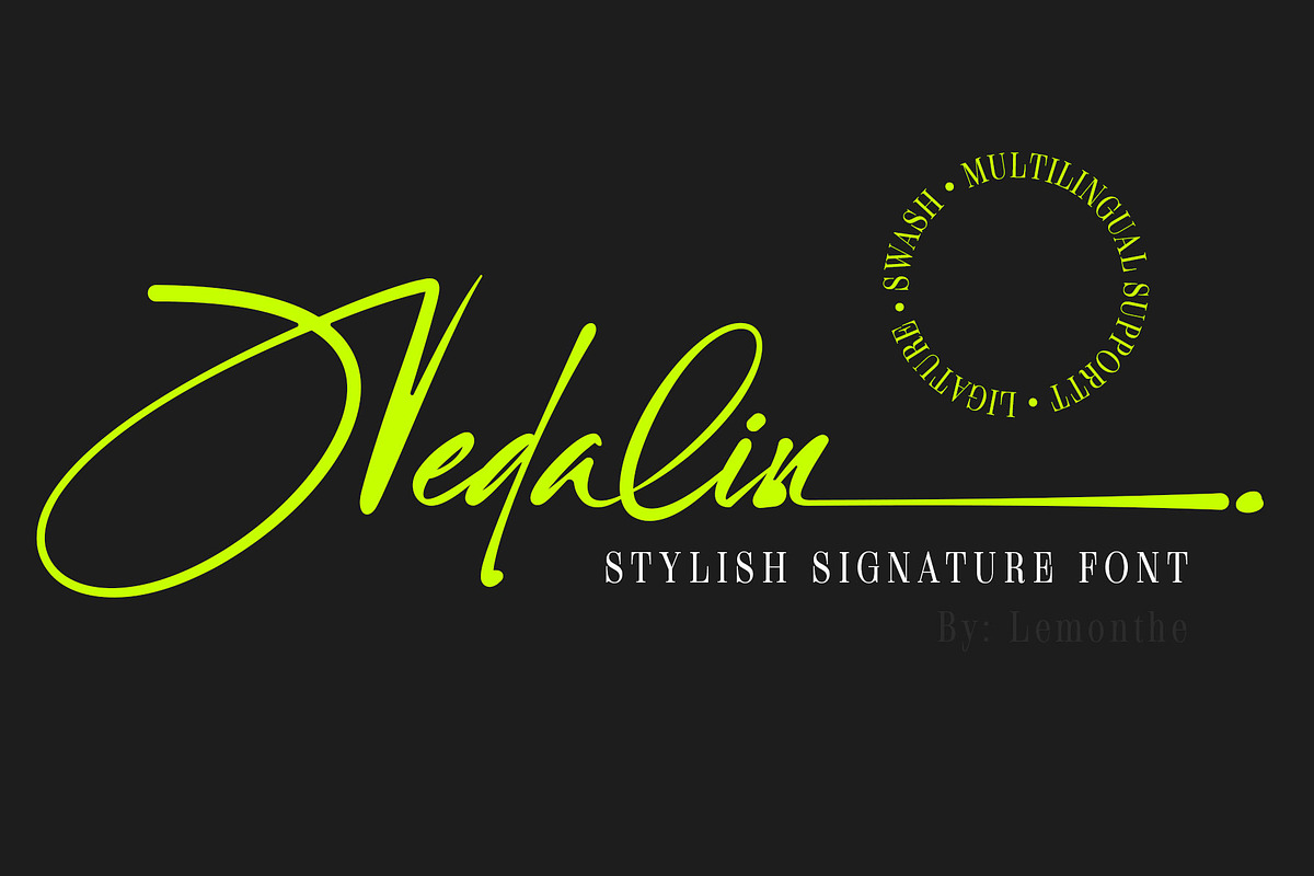 Nedalin | Signature Font, a Script Font by Lemonthe (Photo 1 of 9)