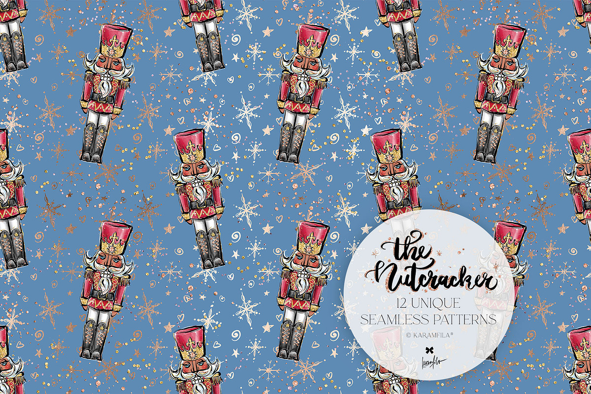 Nutcracker Christmas Magic Patterns, a Pattern Graphic by KaramfilaS (Photo 16 of 21)