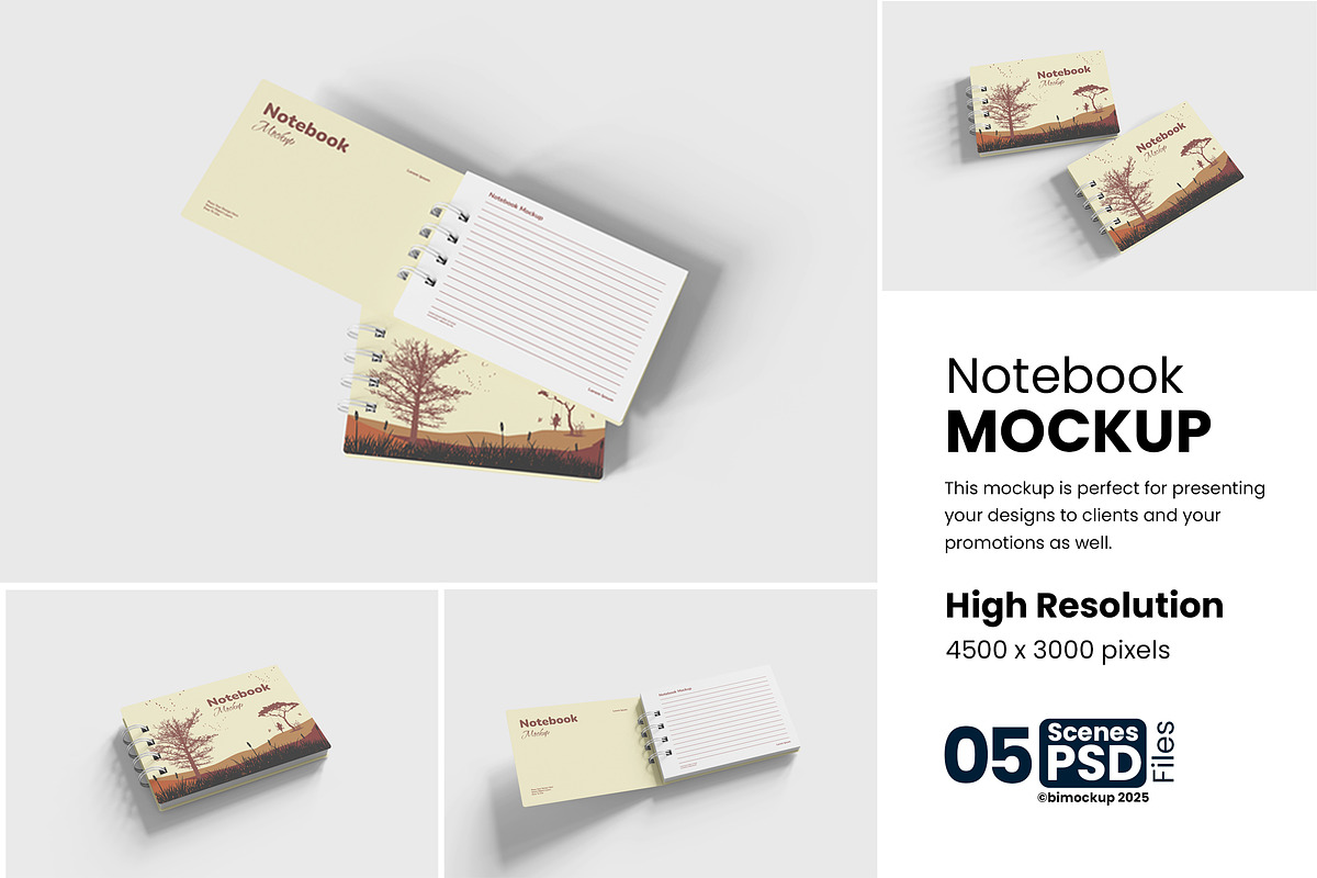 Notebook Mockup, a Product Mockup by bimockup