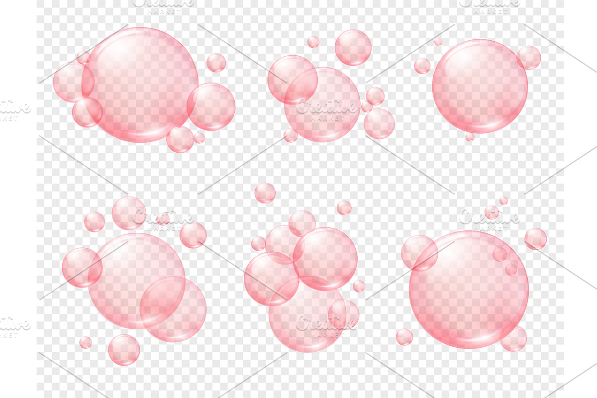 Pink collagen serum or soap bubbles, an Object Illustration by Frogella