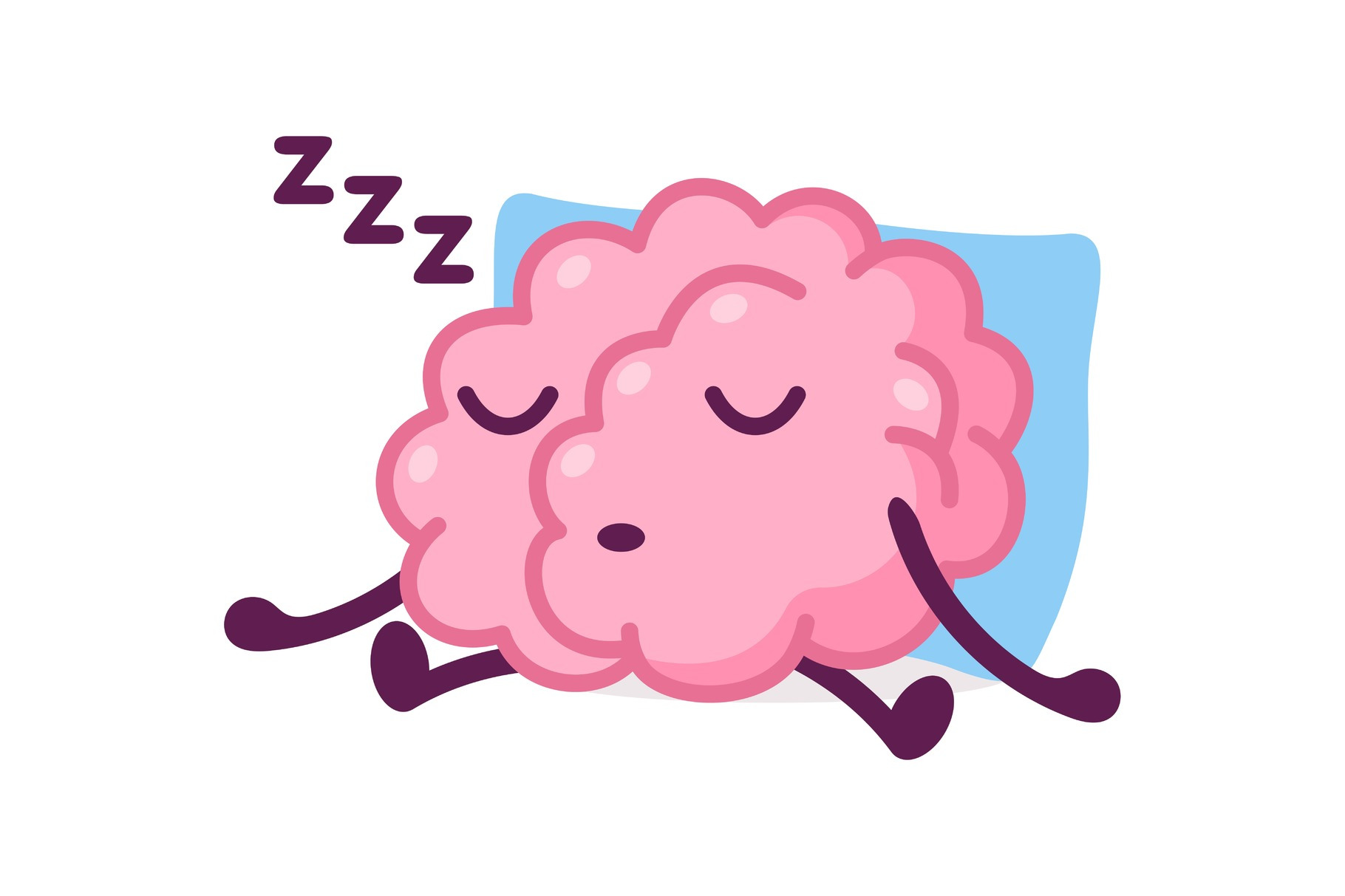 Pink Brain Sleeping on Pillow and, a Healthcare Illustration by TopVectors