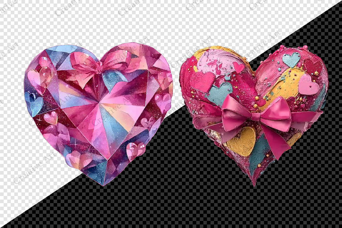 Watercolor Valentine Heart Clipart, an Illustration by Creative Art (Photo 3 of 9)