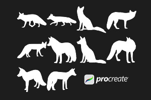 Fox Silhouette Set 1 Procreate Brush