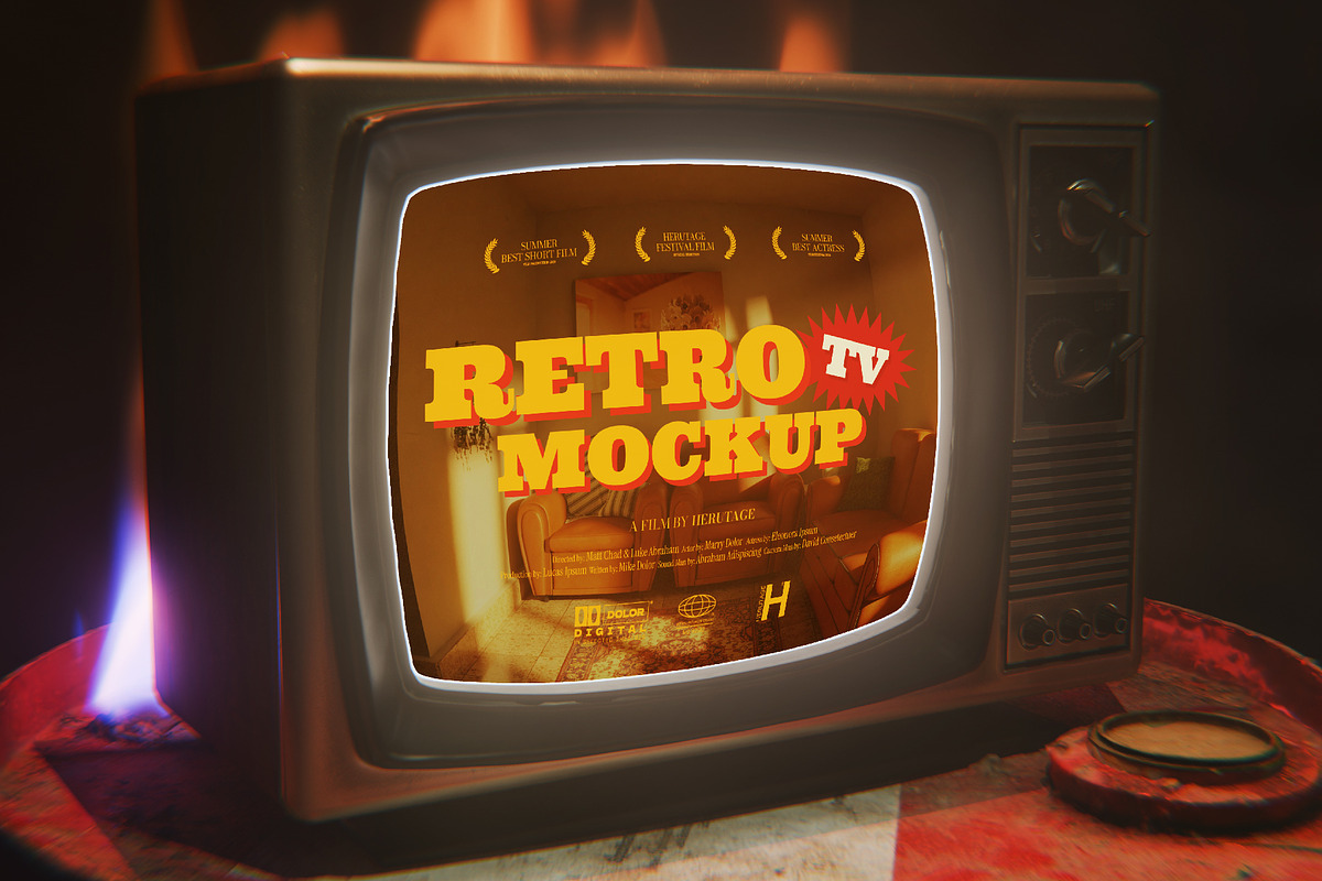 Dramatic Retro TV Mockup, an Advertising Mockup by herutage (Photo 6 of 6)