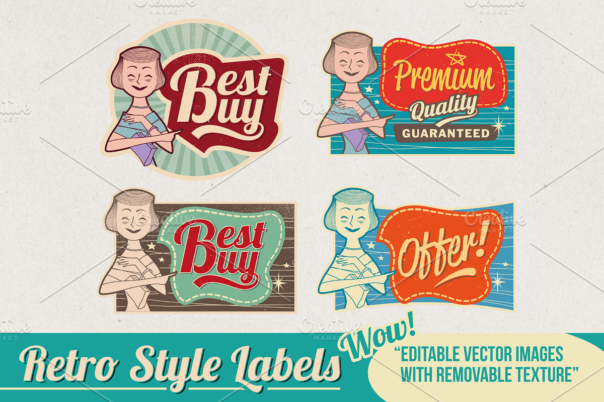 80+ Retro & Vintage Style Labels, a Branding & Logo Template by ThePhoton (Photo 3 of 9)