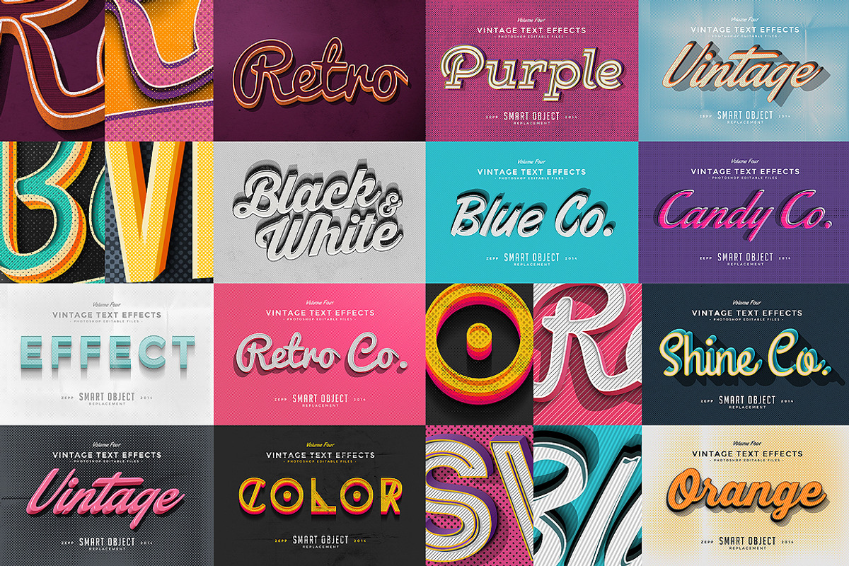 50 Vintage Text Effects Bundle, a Brushes & More by Graphicdome