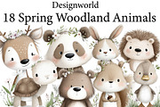 Watercolor Spring Woodland Animals, an Illustration by Designworld (Thumbnail 1 of 4)