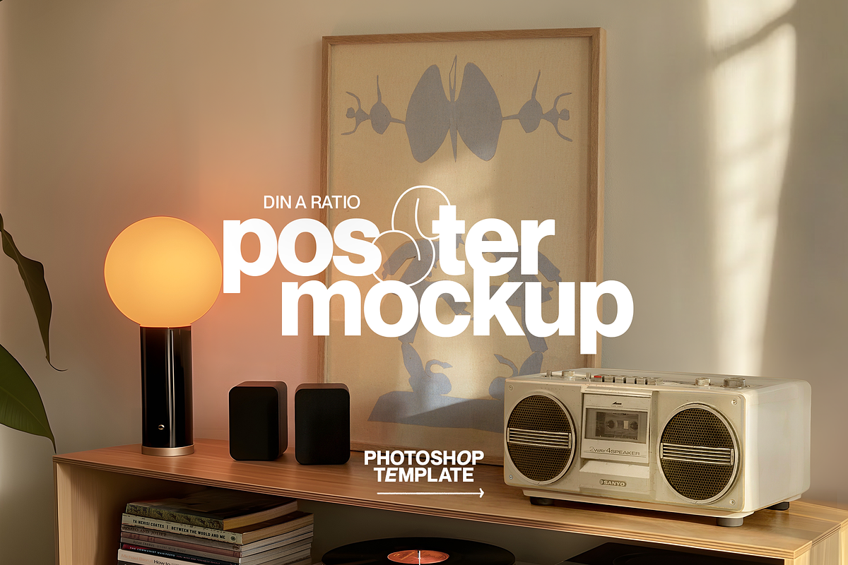 DIN A Leaning Frame Mockup (PSD), an Advertising Mockup by WasMockups (Photo 1 of 6)