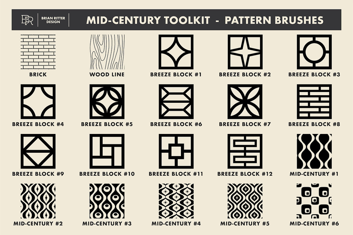 Mid-Century Retro Toolkit Procreate, a Brush Add-On by Brian Ritter Design (Photo 10 of 11)