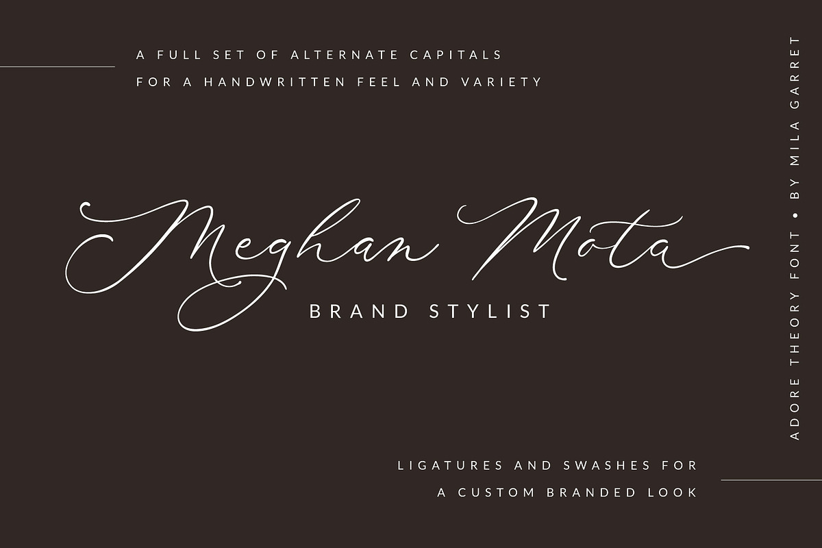Adore Theory Modern Wedding Font, a Script Font by Mila Garret (Photo 4 of 10)