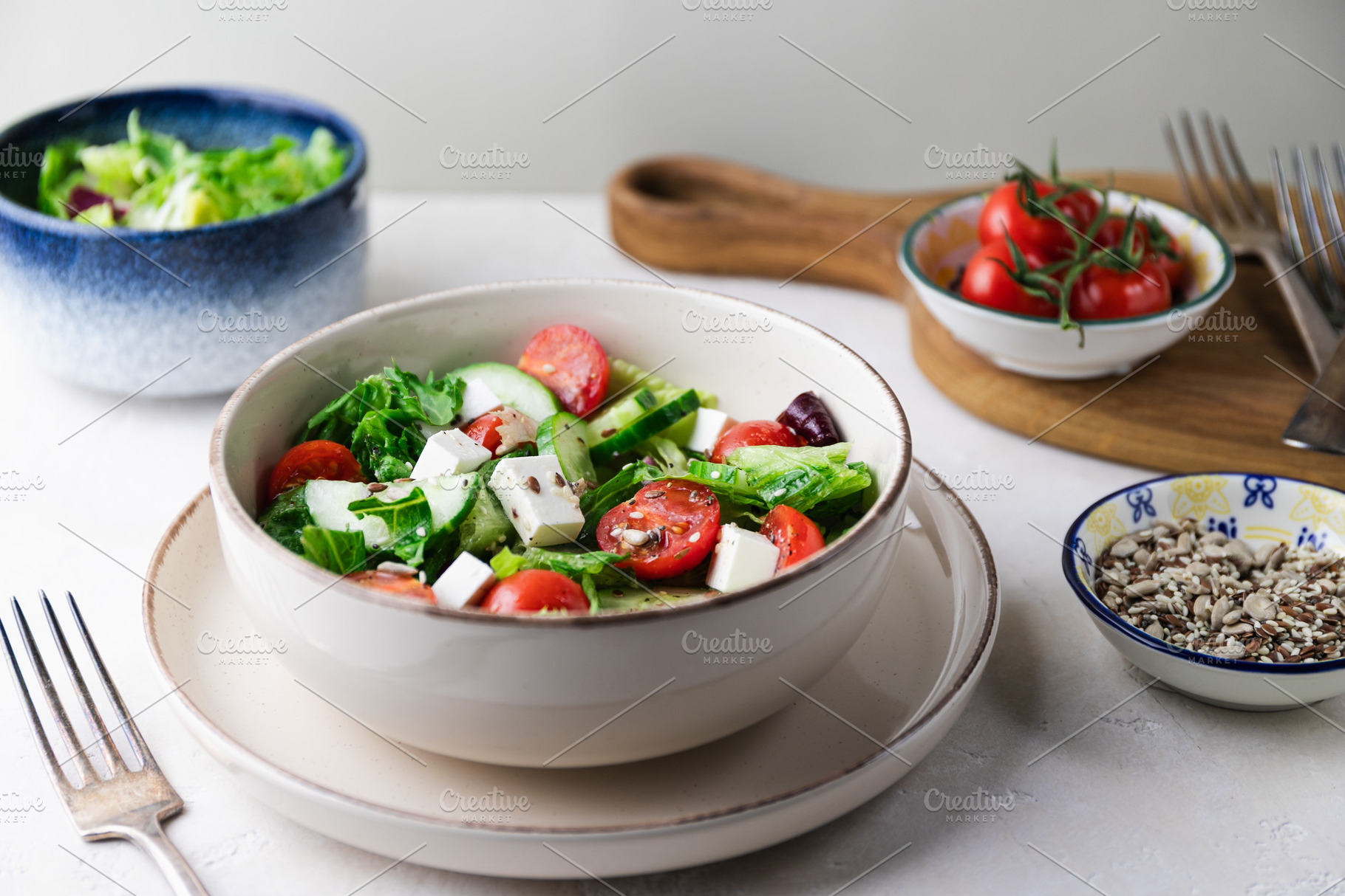 Greek salad with fresh tomatoes, cuc, a Food & Drink Photo by Edalin's Store
