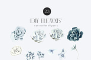 Dusty Blue- Watercolor floral Set, an Illustration by Grace Noboa Illustrations (Thumbnail 3 of 9)